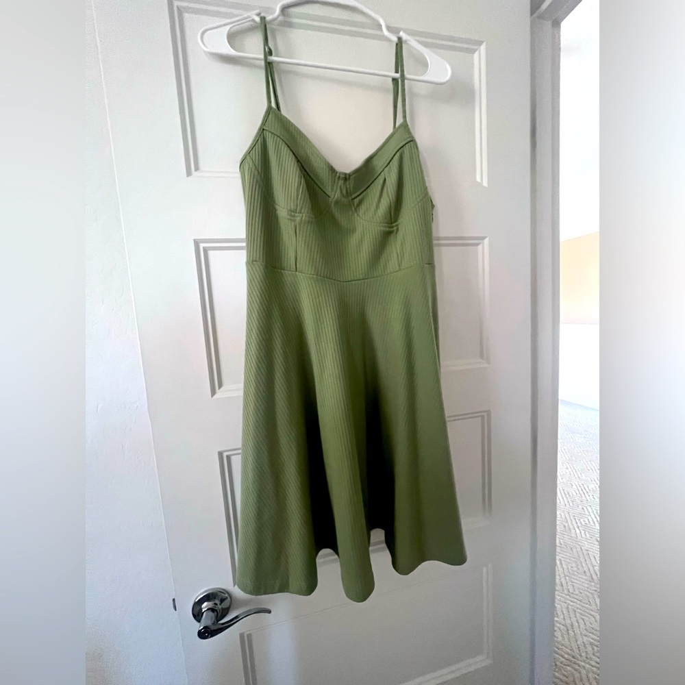 Lulu's Olive Green Spaghetti Strap Mini Dress